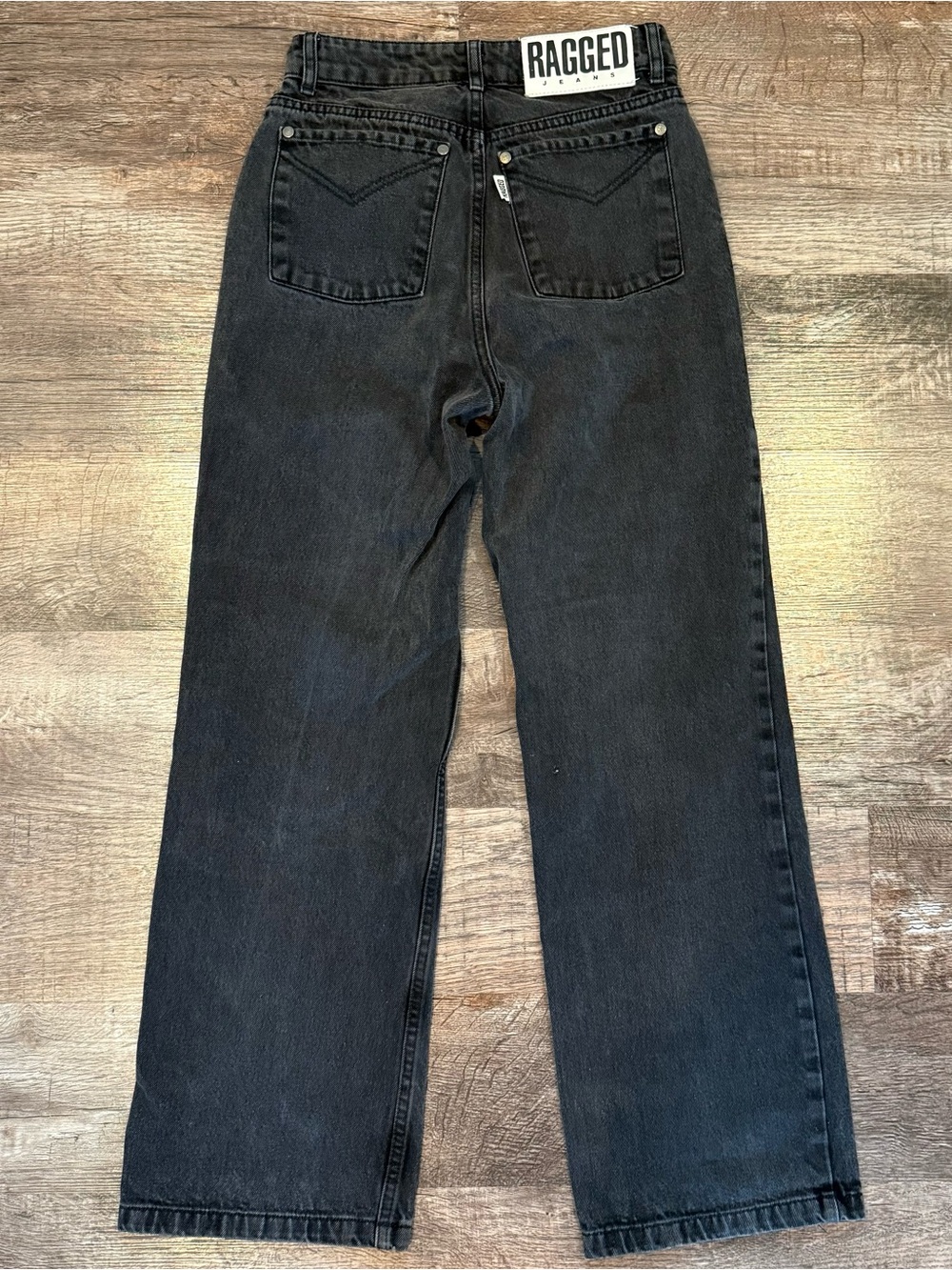 The Ragged Priest Black Washed High Waisted Wide Leg Jeans 24 Grunge Rock Goth